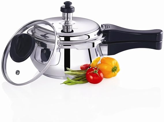 Premier Stainless Steel Induction Bottom Handi Pressure Cooker 1.5 Litre With Glass Lid