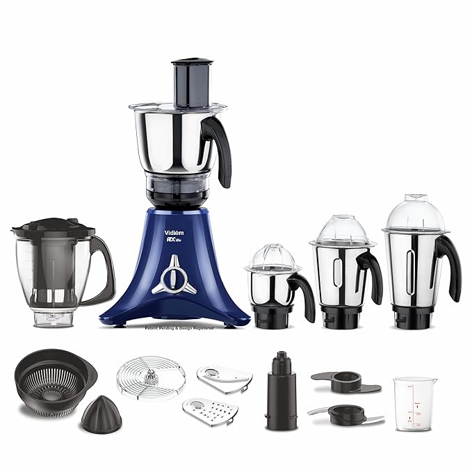 Ajantha - Vidiem Acrylonitrile Butadiene Styrene Vstar Adc Blu Mixer Grinder 717 A | 750 Watts With 5 Jar In-1 Juicer