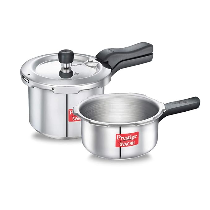Ajantha - Prestige 3Litre+2Litre Aluminium Svachh (Outer Lid) Pressure Cooker Combo